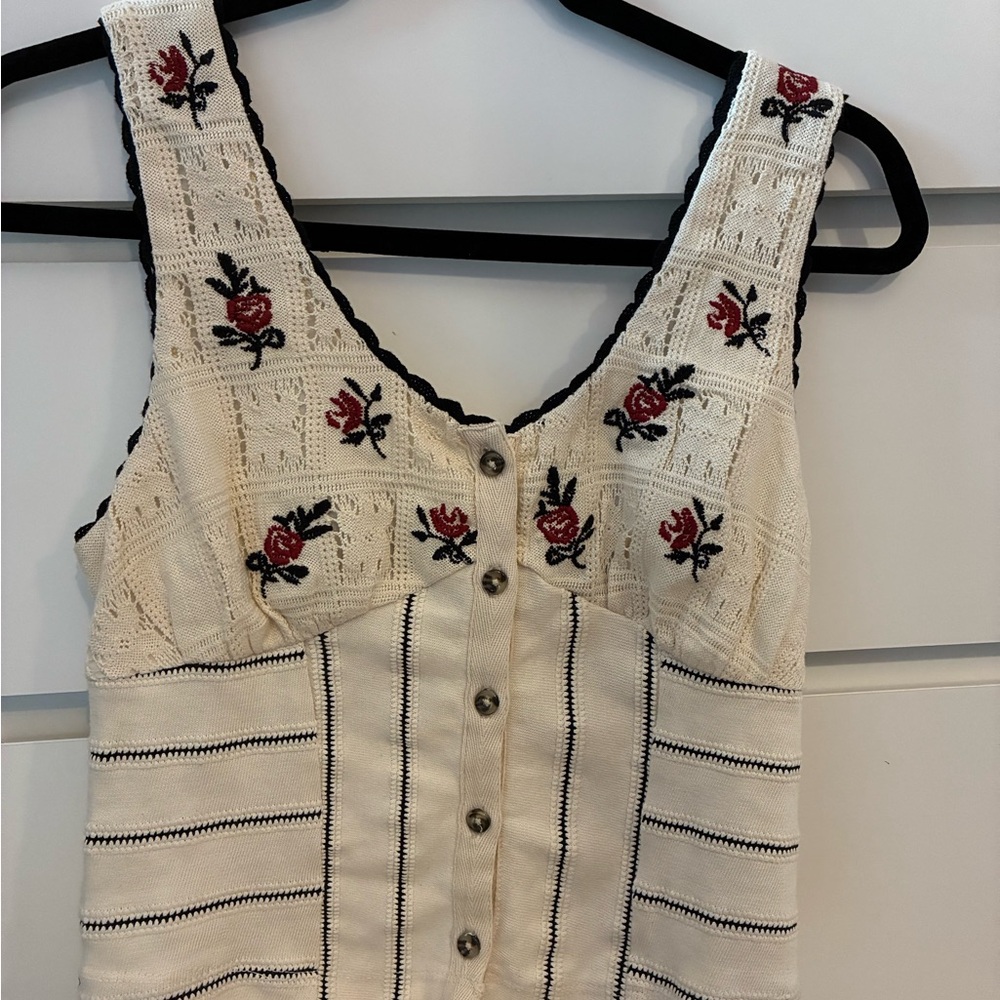NWT Free People Rose Bud Knit Tank Top - Picture 7 of 10